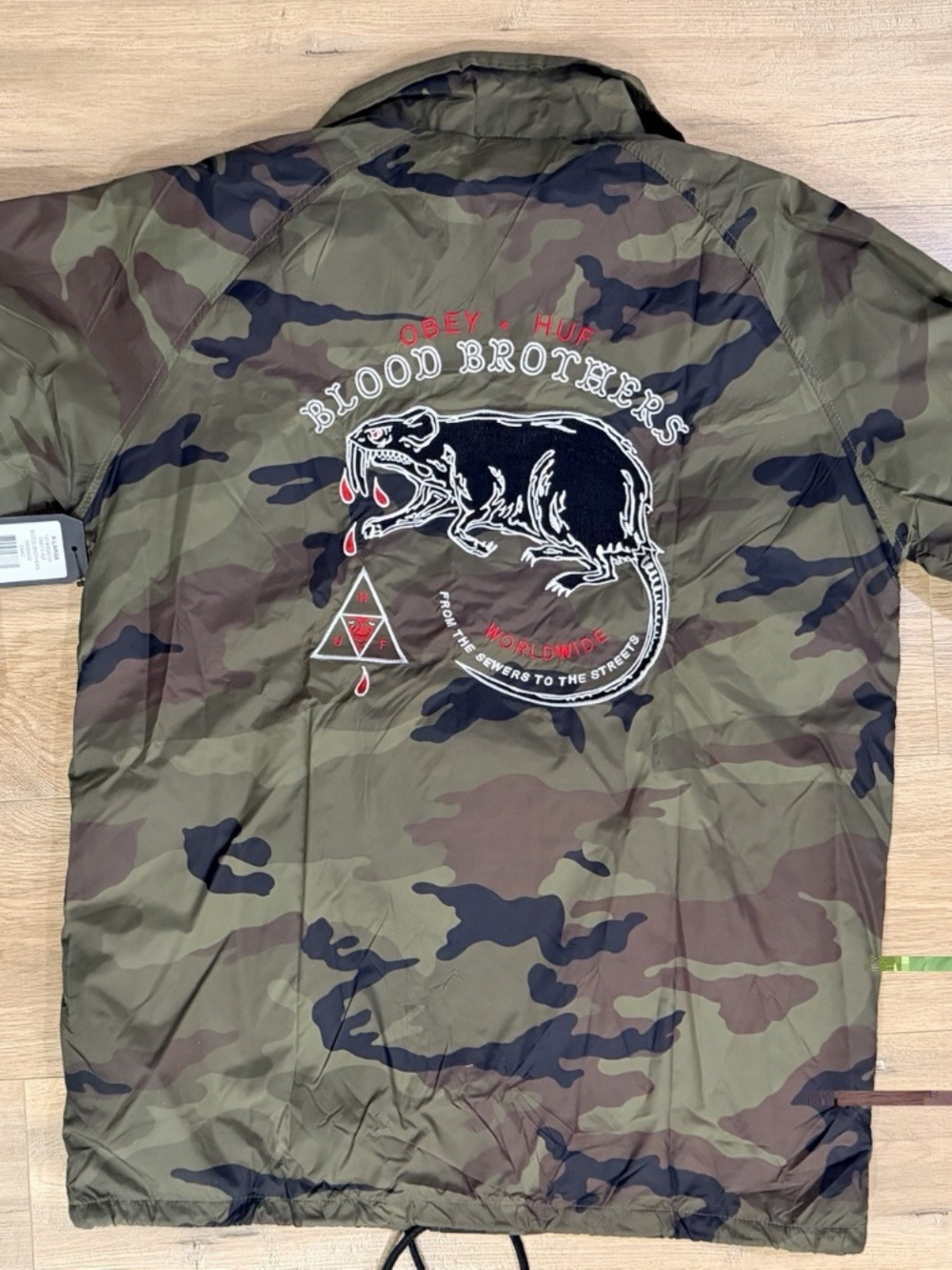 HTF NWT Limited Huf x Obey "Blood Brothers" Camo Coach Jacket Sz XL Vintage